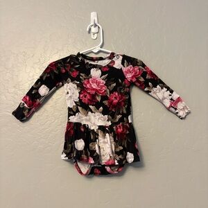 Gigi & Max Emma black floral print tutu skirted bamboo bodysuit 9 months